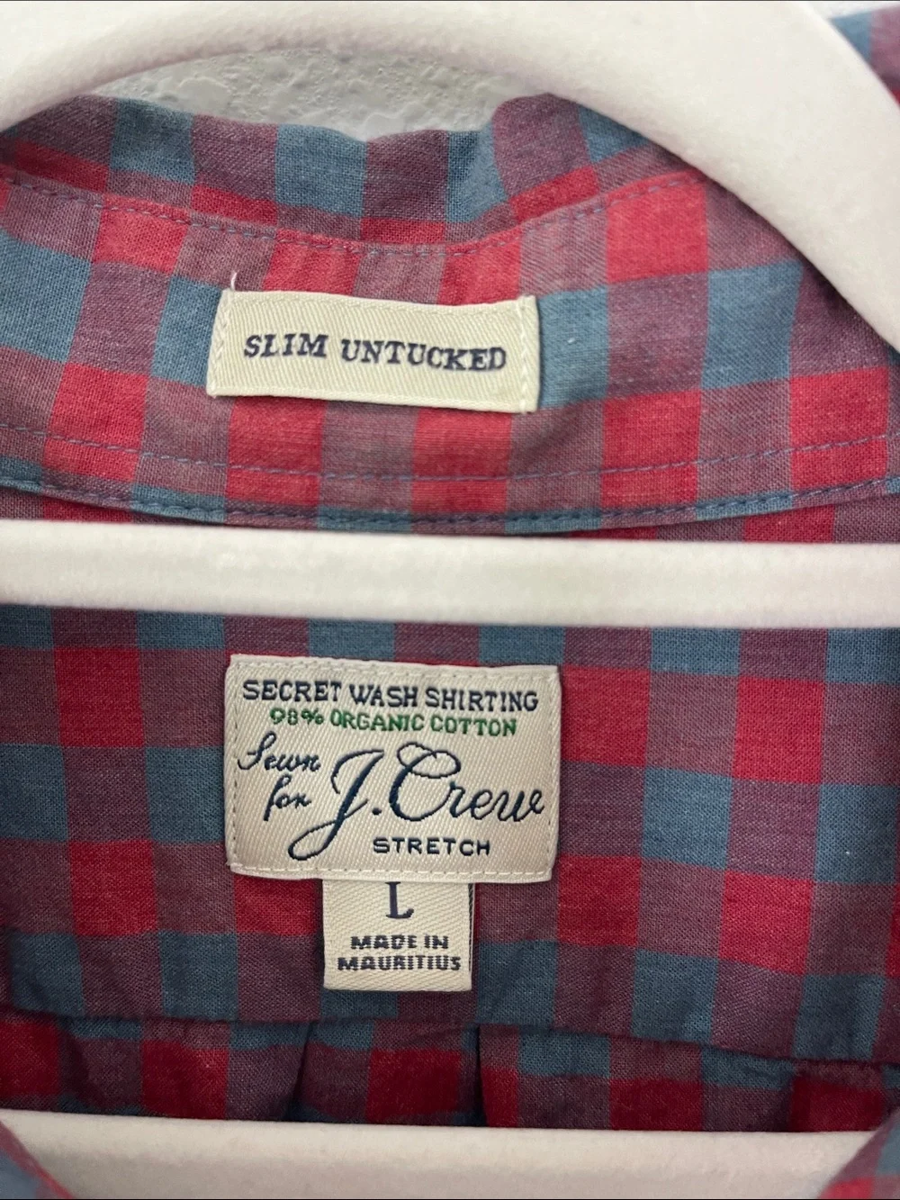 J.Crew Secret Wash Stretch Slim Untucked Buffalo Check Shirt L